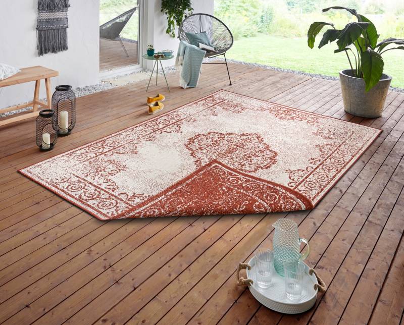 NORTHRUGS Teppich »CEBU Wendeteppich«, rechteckig, 5 mm Höhe, In-& Outdoor, Wetterfest, Balkon, Wohnzimmer, Wasserfest, Orientalisch von NORTHRUGS