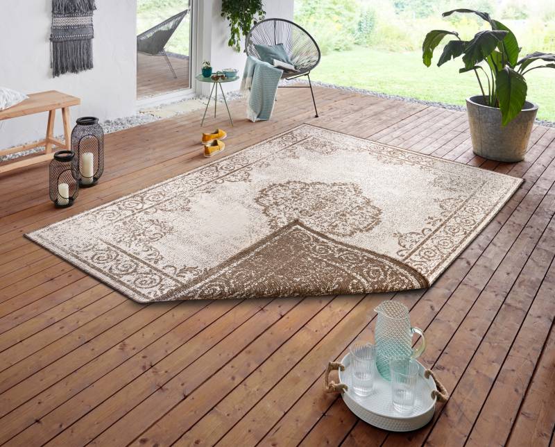 NORTHRUGS Teppich »CEBU Wendeteppich«, rechteckig, 5 mm Höhe, In-& Outdoor, Wetterfest, Balkon, Wohnzimmer, Wasserfest, Orientalisch von NORTHRUGS