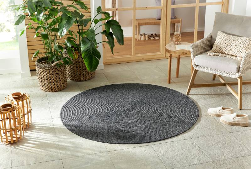 NORTHRUGS Teppich »Trenzado«, rund, 10 mm Höhe, In- & Outdoor, Handmade-Look, Gewebt, Wetterfest, Balkon, Wohnzimmer von NORTHRUGS