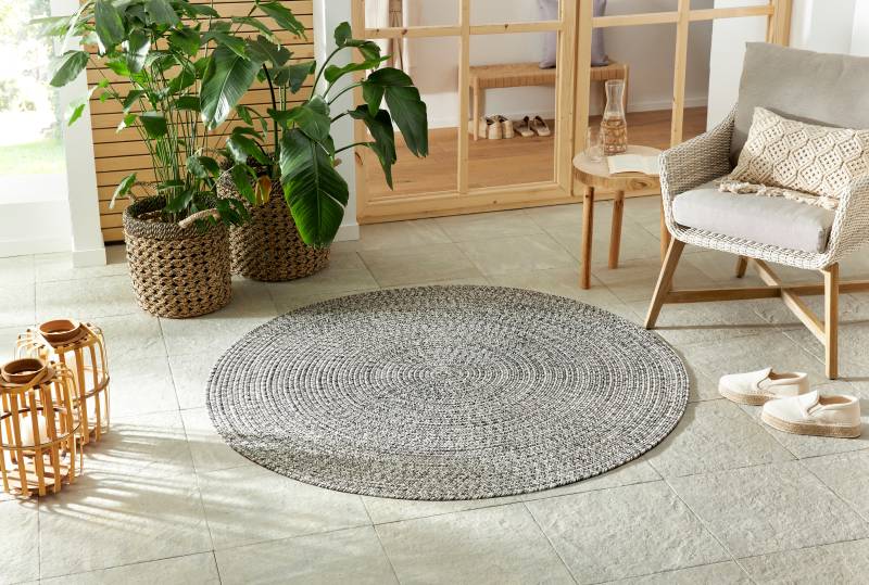 NORTHRUGS Teppich »Trenzado«, rund, 10 mm Höhe, In- & Outdoor, Handmade-Look, Gewebt, Wetterfest, Balkon, Wohnzimmer von NORTHRUGS