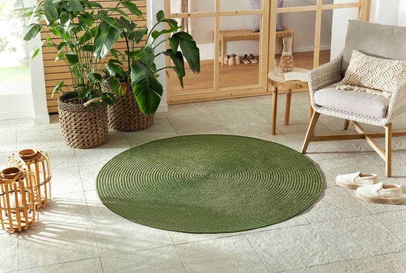 NORTHRUGS Teppich »Trenzado«, rund, 10 mm Höhe, In- & Outdoor, Handmade-Look, Gewebt, Wetterfest, Balkon, Wohnzimmer von NORTHRUGS