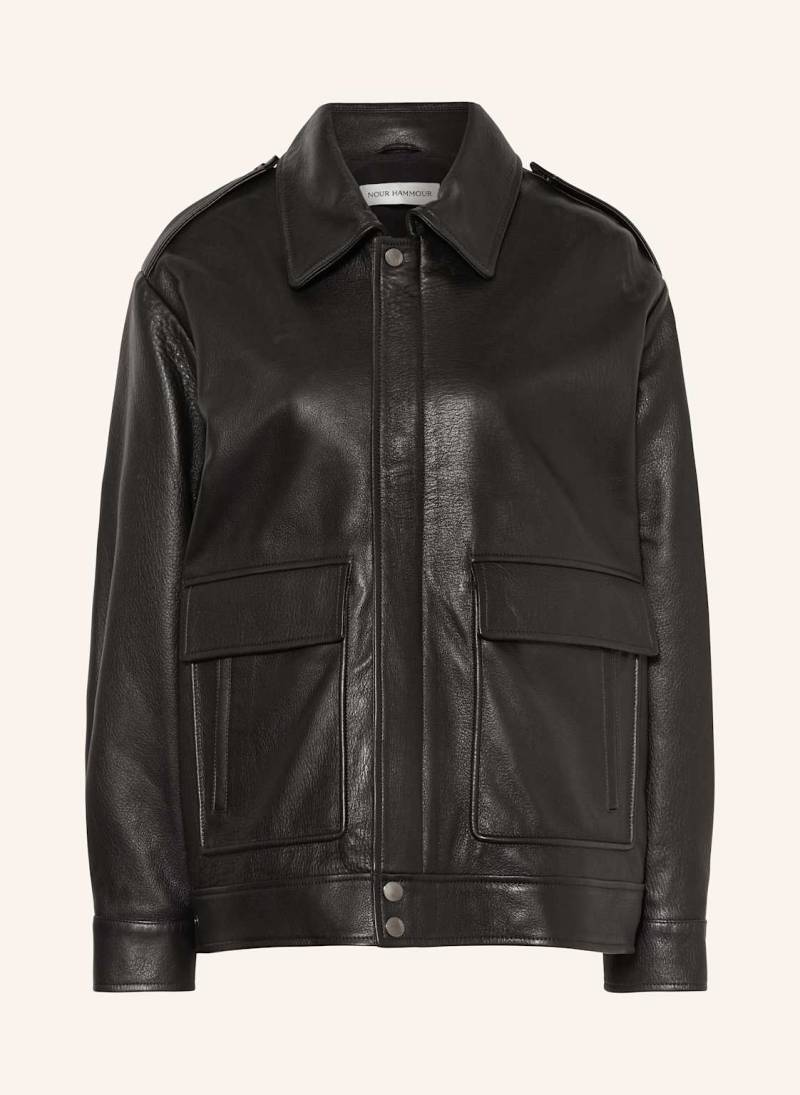 Nour Hammour Lederjacke Drey schwarz von NOUR HAMMOUR
