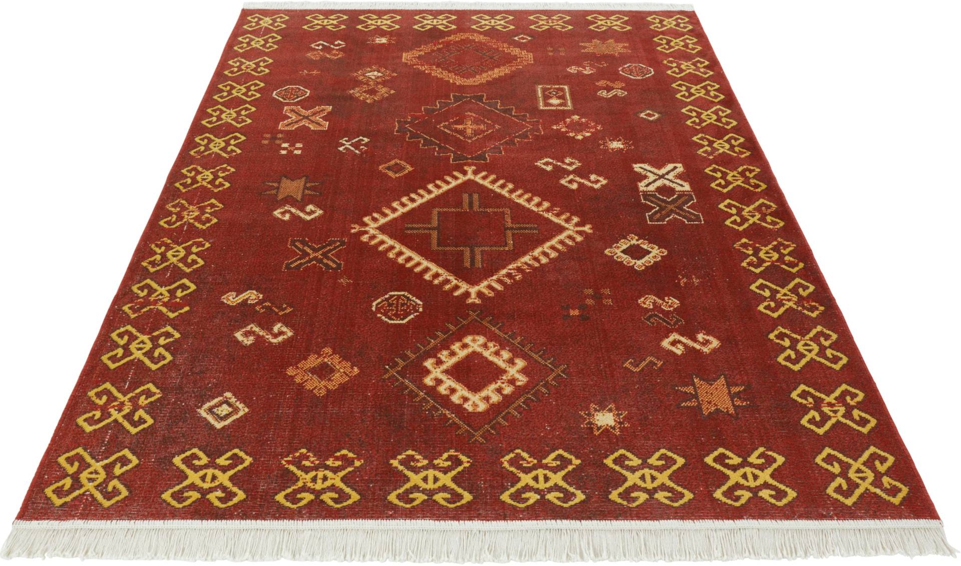 NOURISTAN Designteppich »Mata«, rechteckig, 1 mm Höhe, Faltbarer Teppich, Retro Look, Vintage, Fransen, Robust, Nachhaltig NOURISTAN Designteppich »Mata«, rechteckig, 1 mm Höhe, Faltbarer Teppich, Retro Look, Vintage, Fransen, Robust, Nachhaltig von NOURISTAN