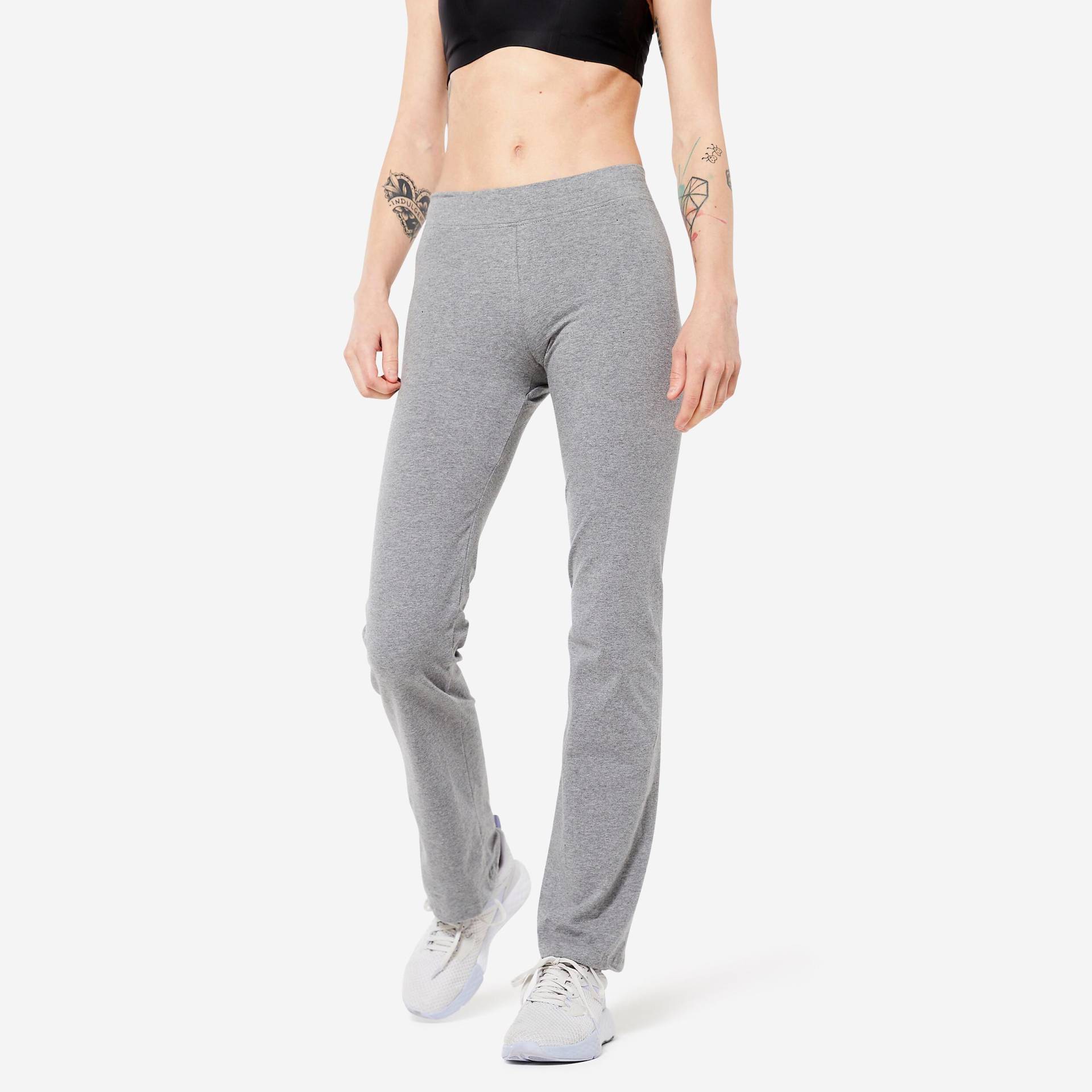 Leggings Aus Baumwolle Fitness Fit+ Gerader Schnitt Grau Damen Grau M von NYAMBA