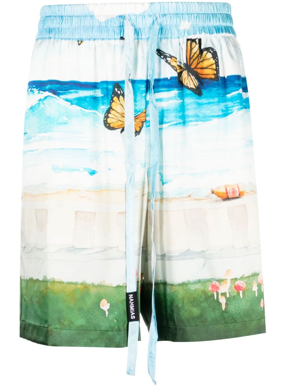 Nahmias Butterfly Beach Silk Shorts - Blue von Nahmias