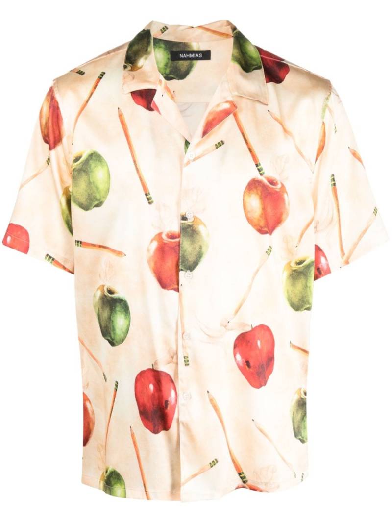 Nahmias apple-motif silk shirt - Neutrals von Nahmias