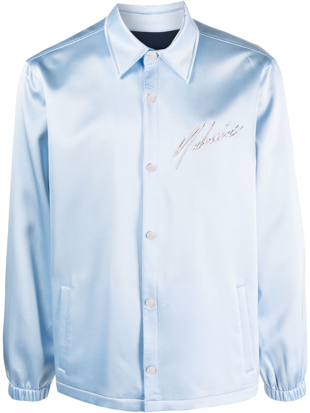 Nahmias embroidered stretch-silk shirt jacket - Blue von Nahmias