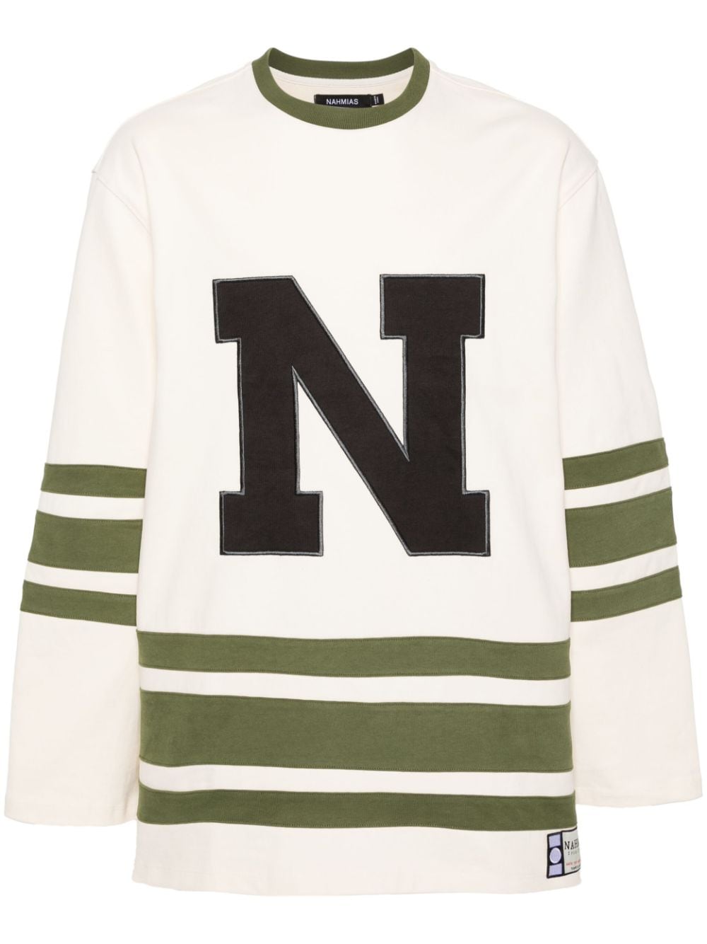 Nahmias logo-embroidered stripe-detailing sweatshirt - Neutrals von Nahmias