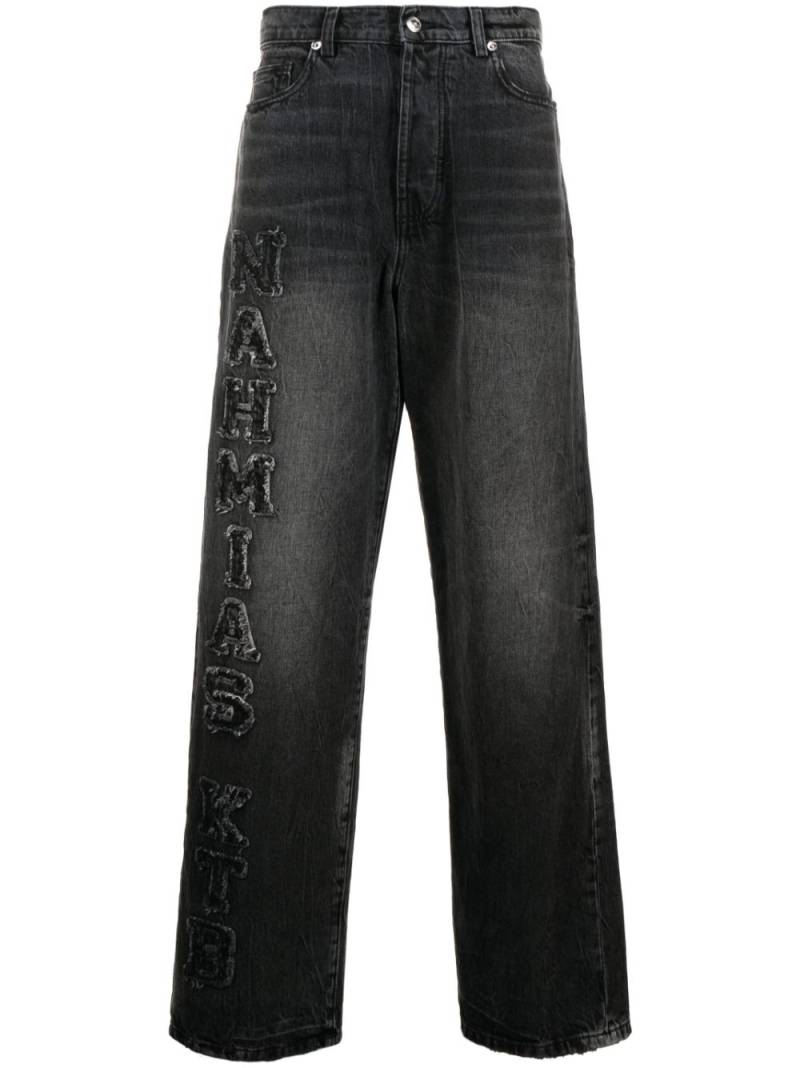 Nahmias logo-patch cotton wide-leg jeans - Grey von Nahmias