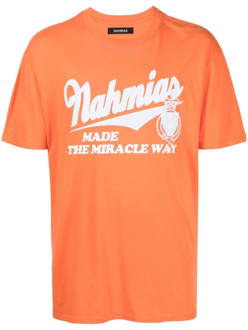 Nahmias logo-print cotton T-shirt - Orange von Nahmias