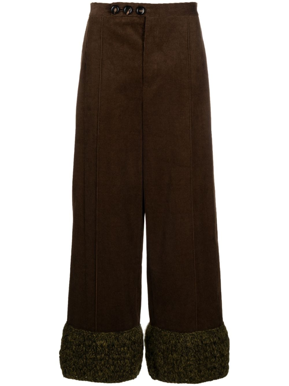 Namacheko crochet-trim corduroy wide-leg trousers - Brown von Namacheko