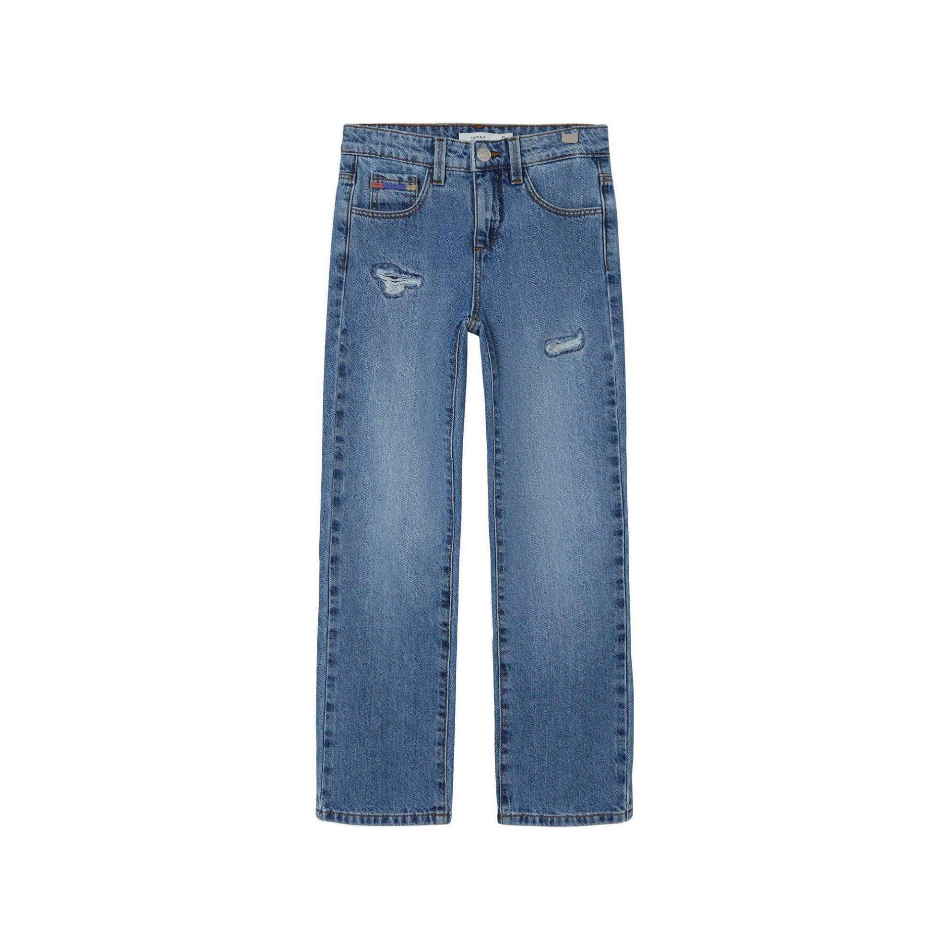 Jeans, Straight Leg Fit Mädchen Blau Denim 128 von Name It