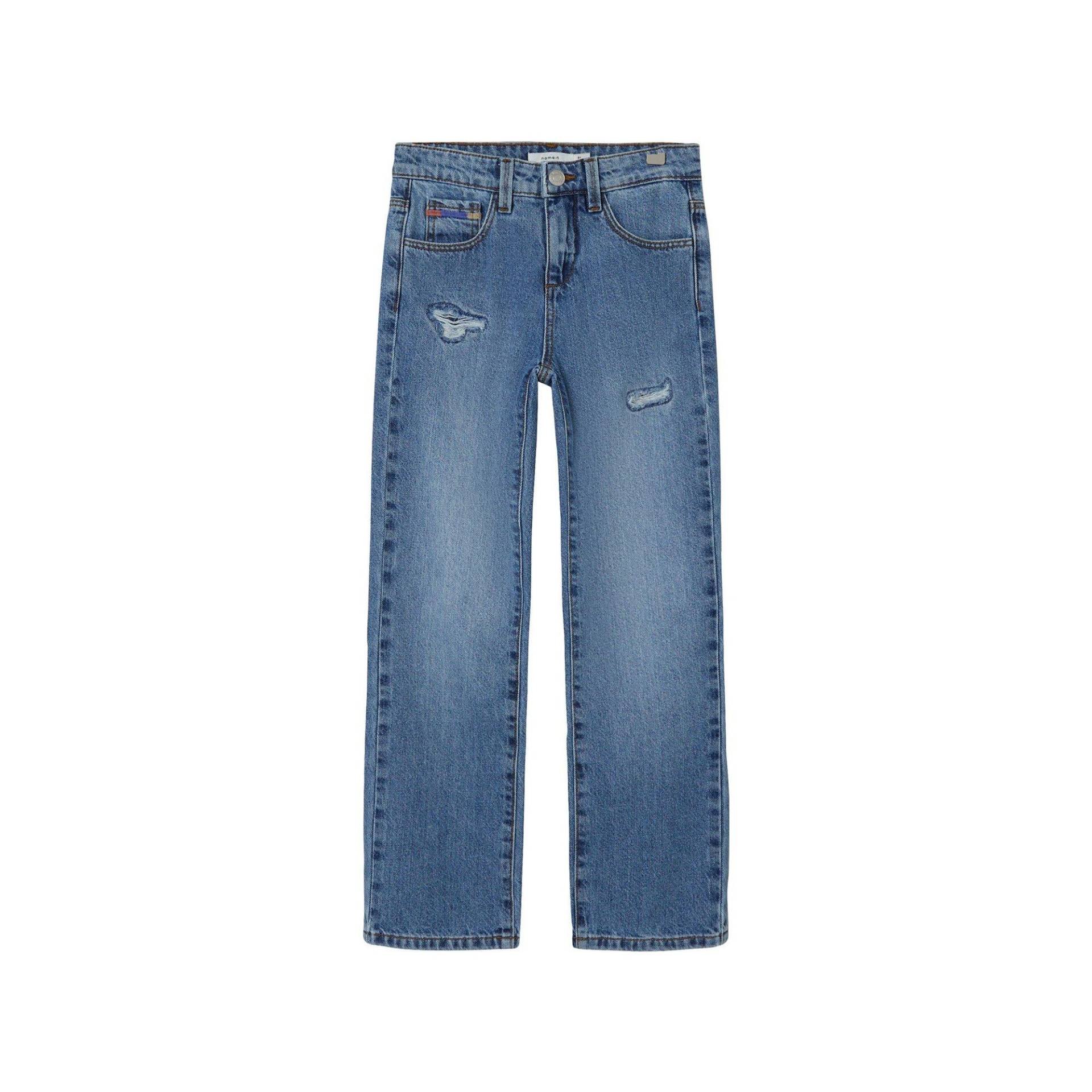 Jeans, Straight Leg Fit Mädchen Blau Denim 134 von Name It