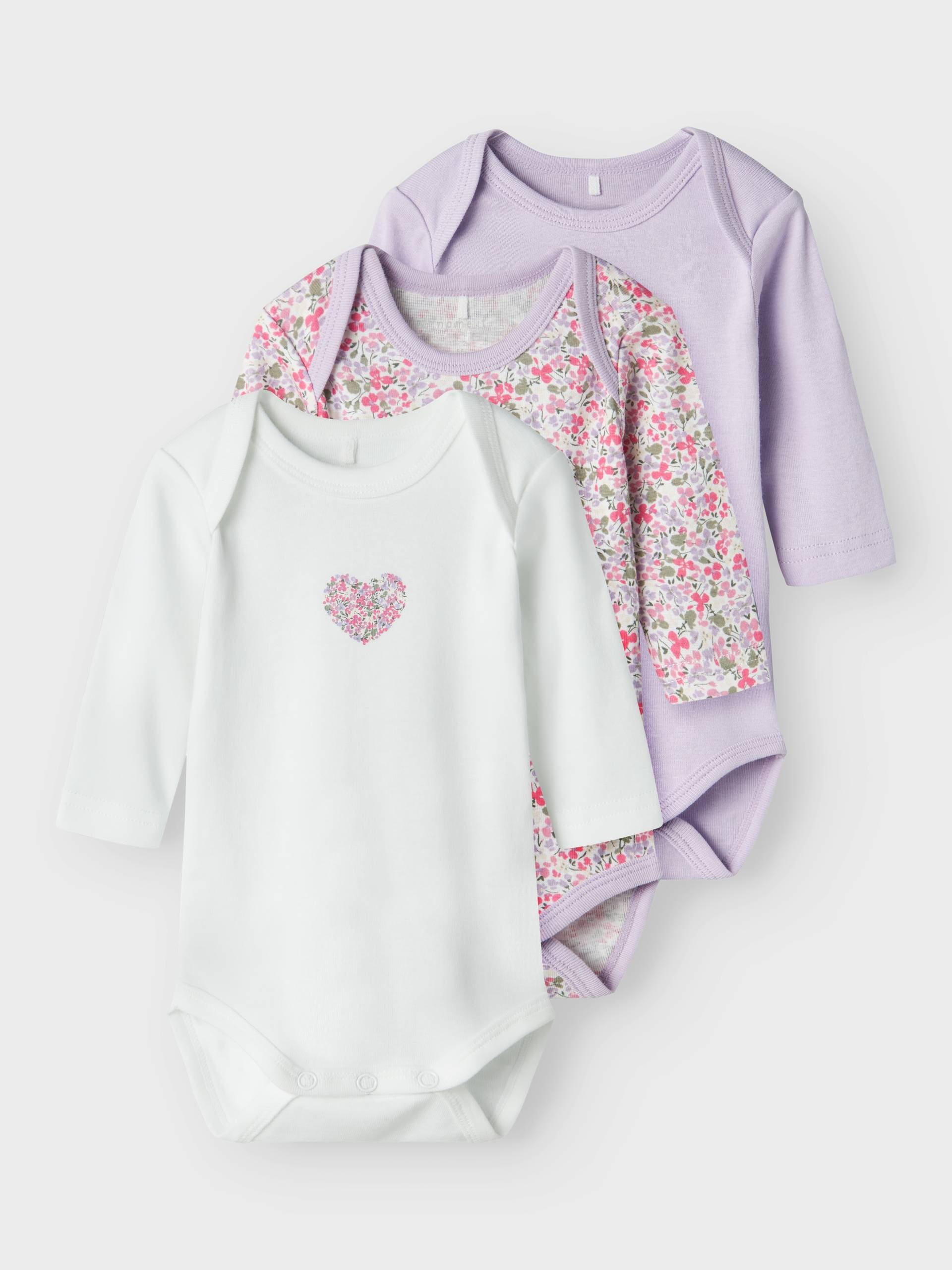 Name It Langarmbody »NBFBODY 3P LS LILAC PETIT FLOWER NOOS« von Name It