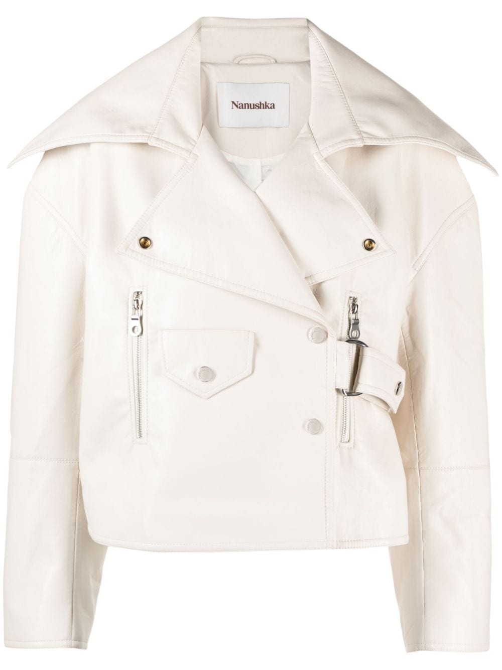 Nanushka Ado cropped biker jacket - White von Nanushka