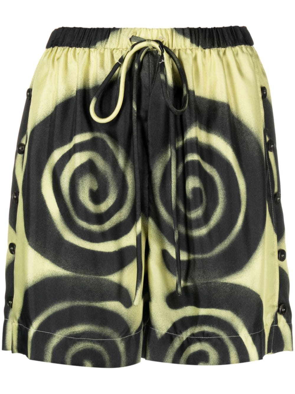 Nanushka Amil spiral-print silk shorts - Yellow von Nanushka