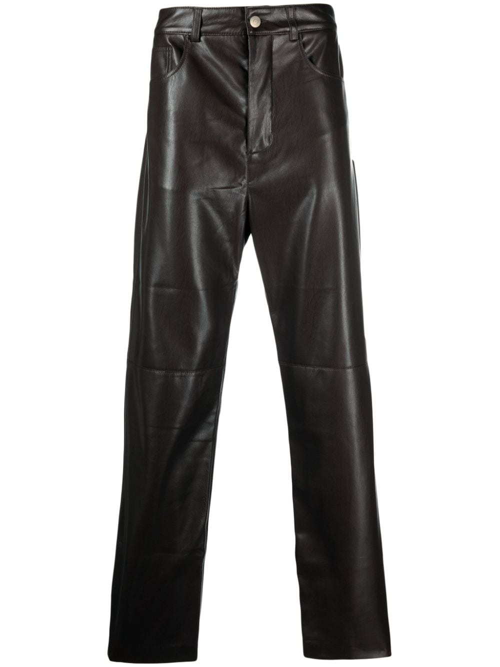 Nanushka Aric straight-leg faux-leather trousers - Brown von Nanushka