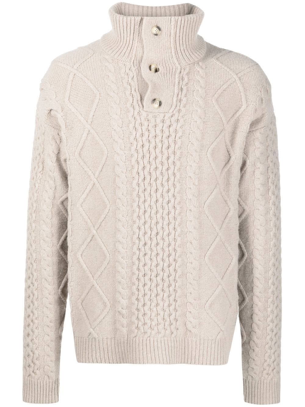 Nanushka button-collar cable-knit jumper - Neutrals von Nanushka