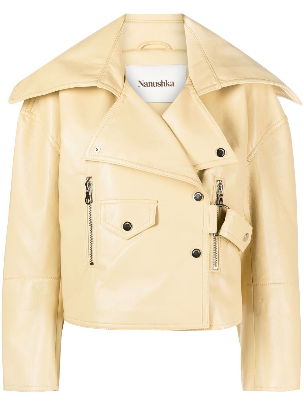 Nanushka cropped biker jacket - Neutrals von Nanushka