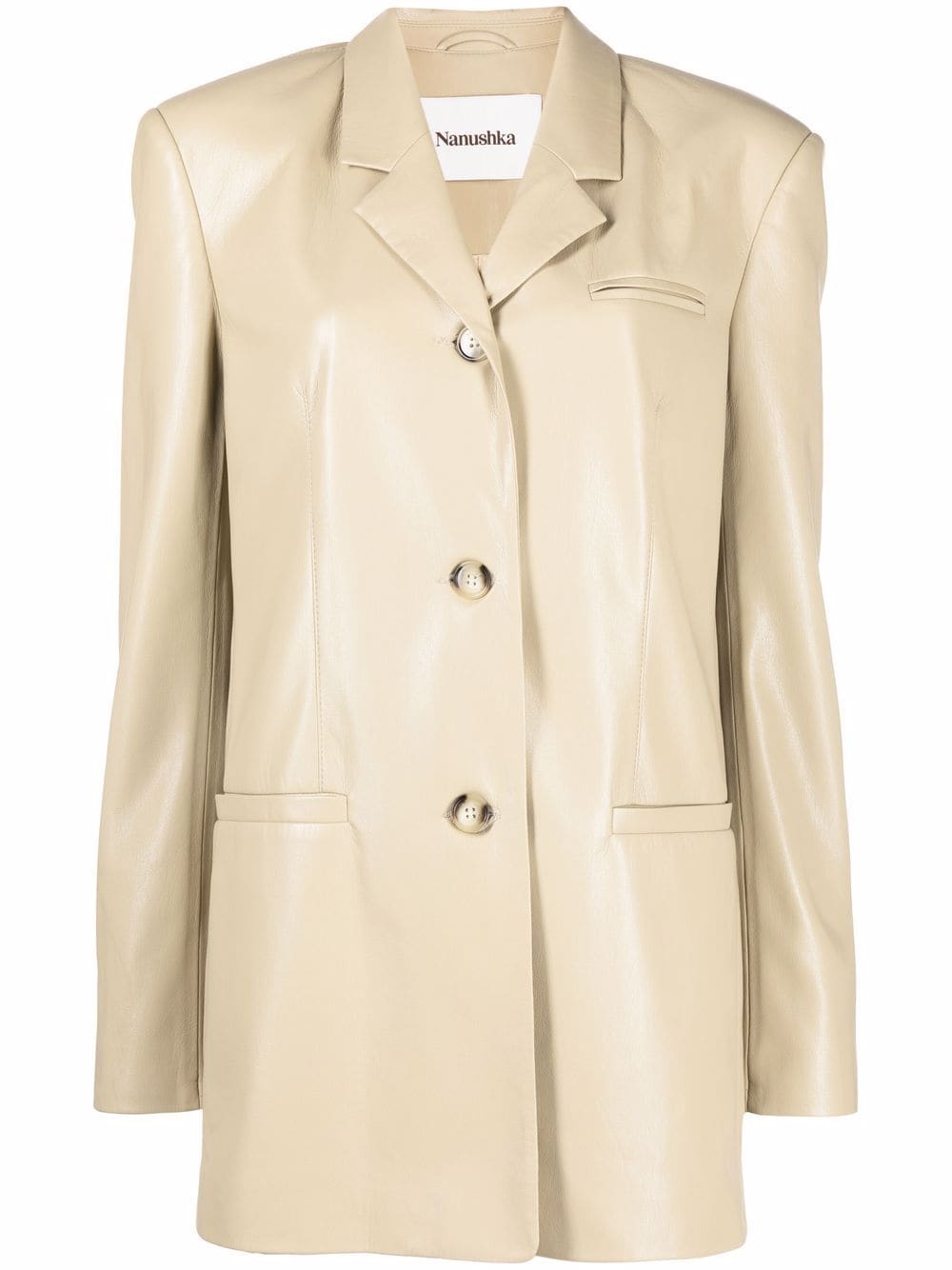 Nanushka faux-leather fitted blazer - Neutrals von Nanushka