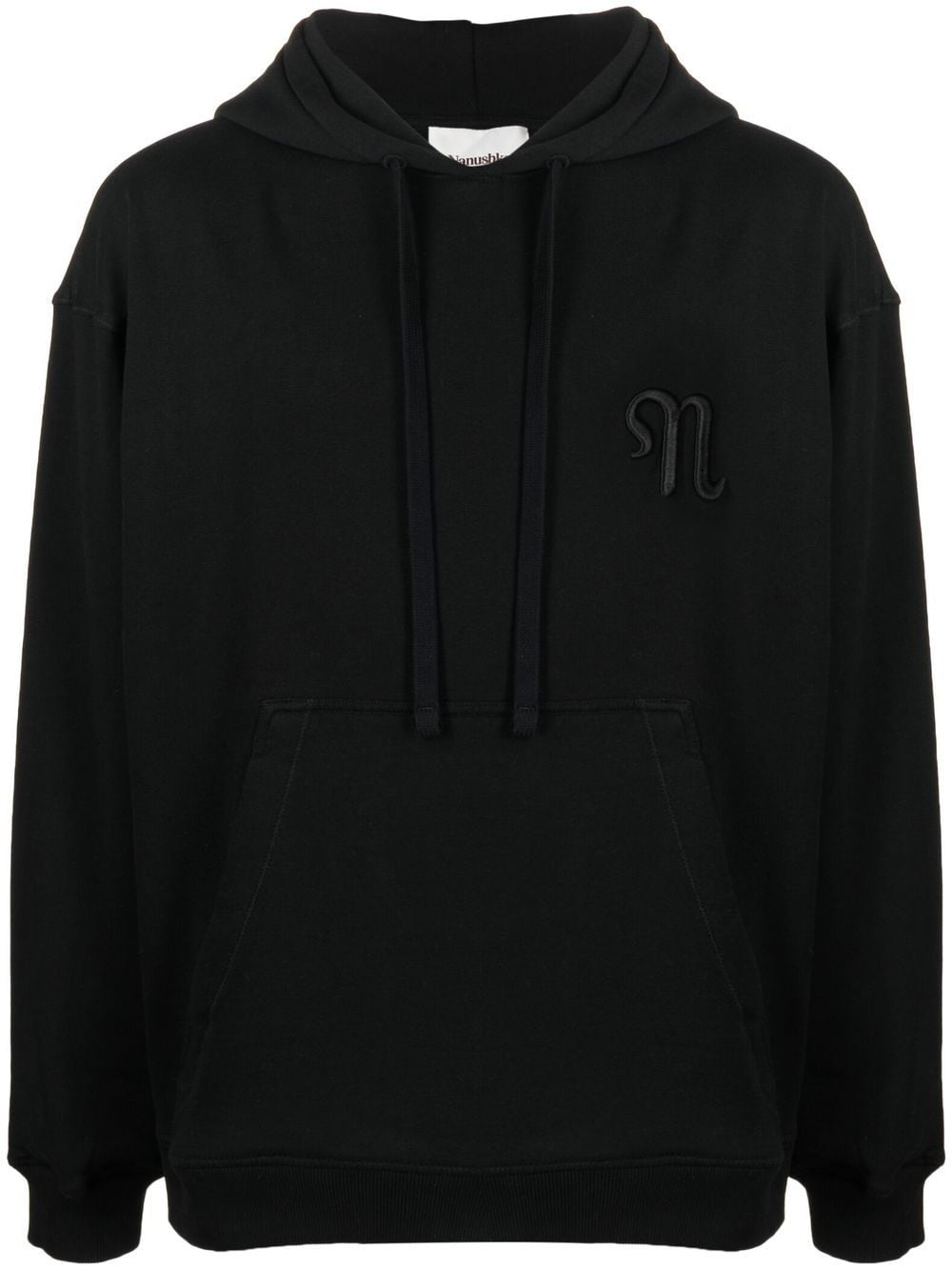 Nanushka logo-embroidered cotton hoodie - Black von Nanushka