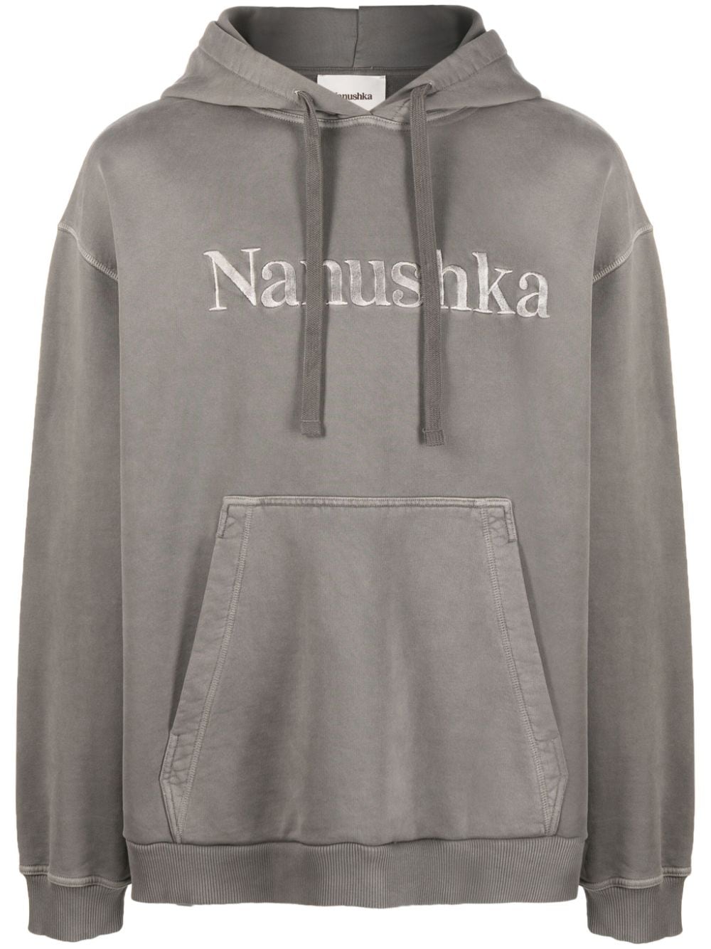 Nanushka logo-embroidered cotton hoodie - Grey von Nanushka