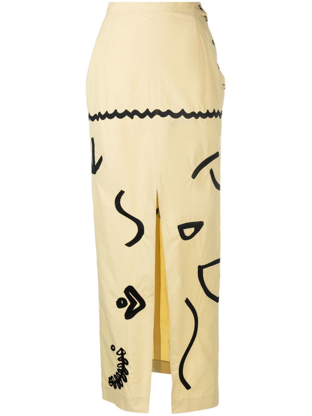 Nanushka motif-print high-slit midi skirt - Neutrals von Nanushka