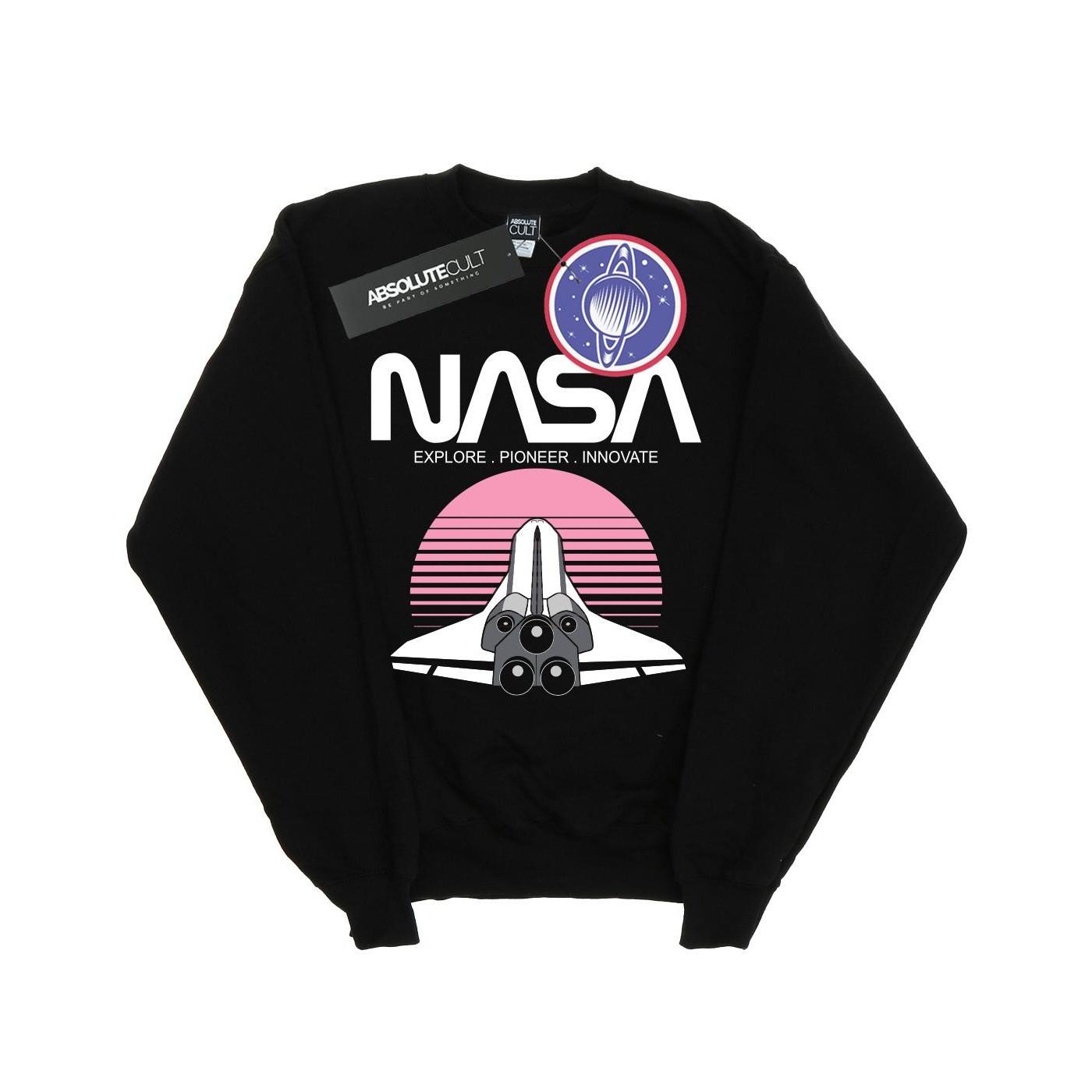 Space Shuttle Sunset Sweatshirt Mädchen Schwarz 116 von Nasa