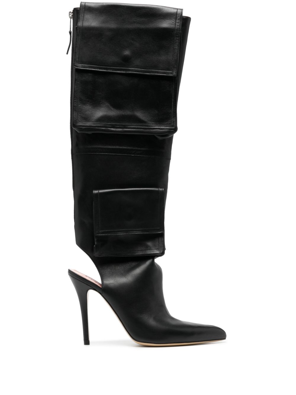 Natasha Zinko 115mm cargo leather boots - Black von Natasha Zinko