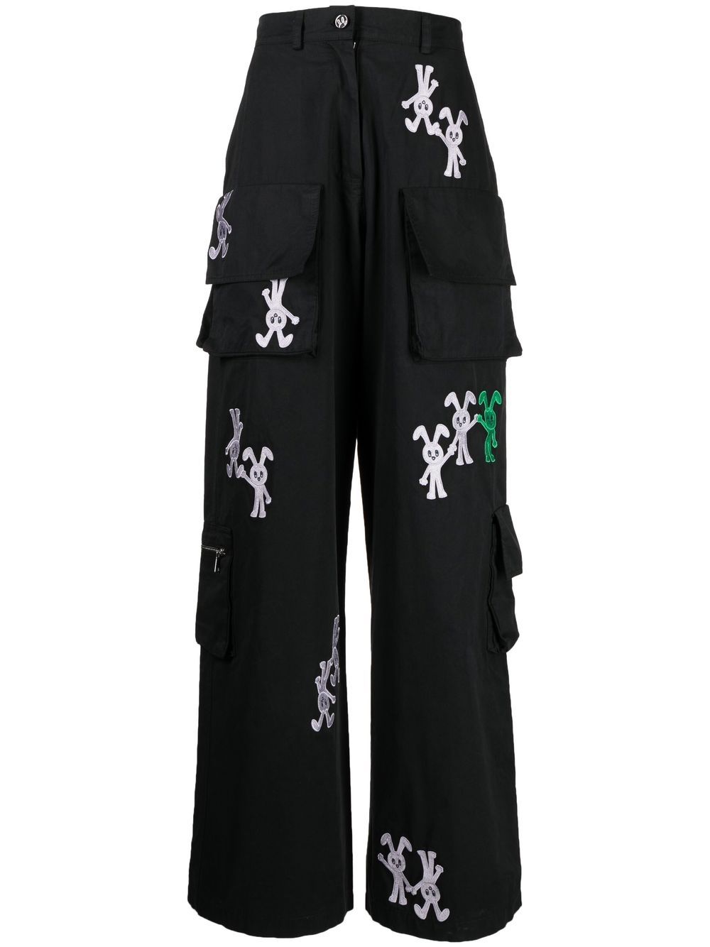 Natasha Zinko bunny-embroidered cargo trousers - Black von Natasha Zinko