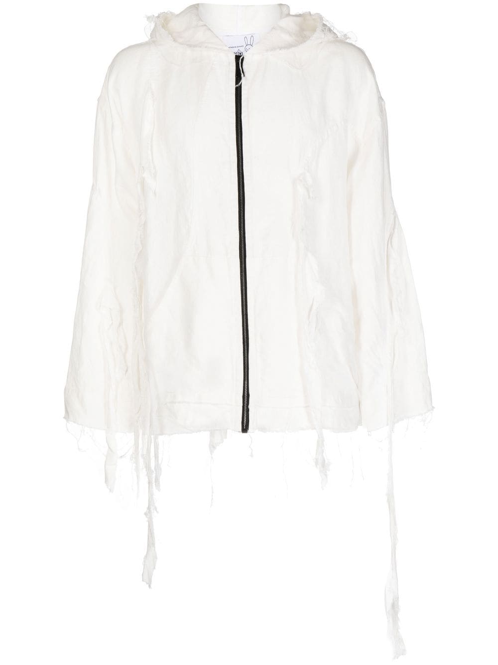 Natasha Zinko distressed zip-fastening hoodie - White von Natasha Zinko