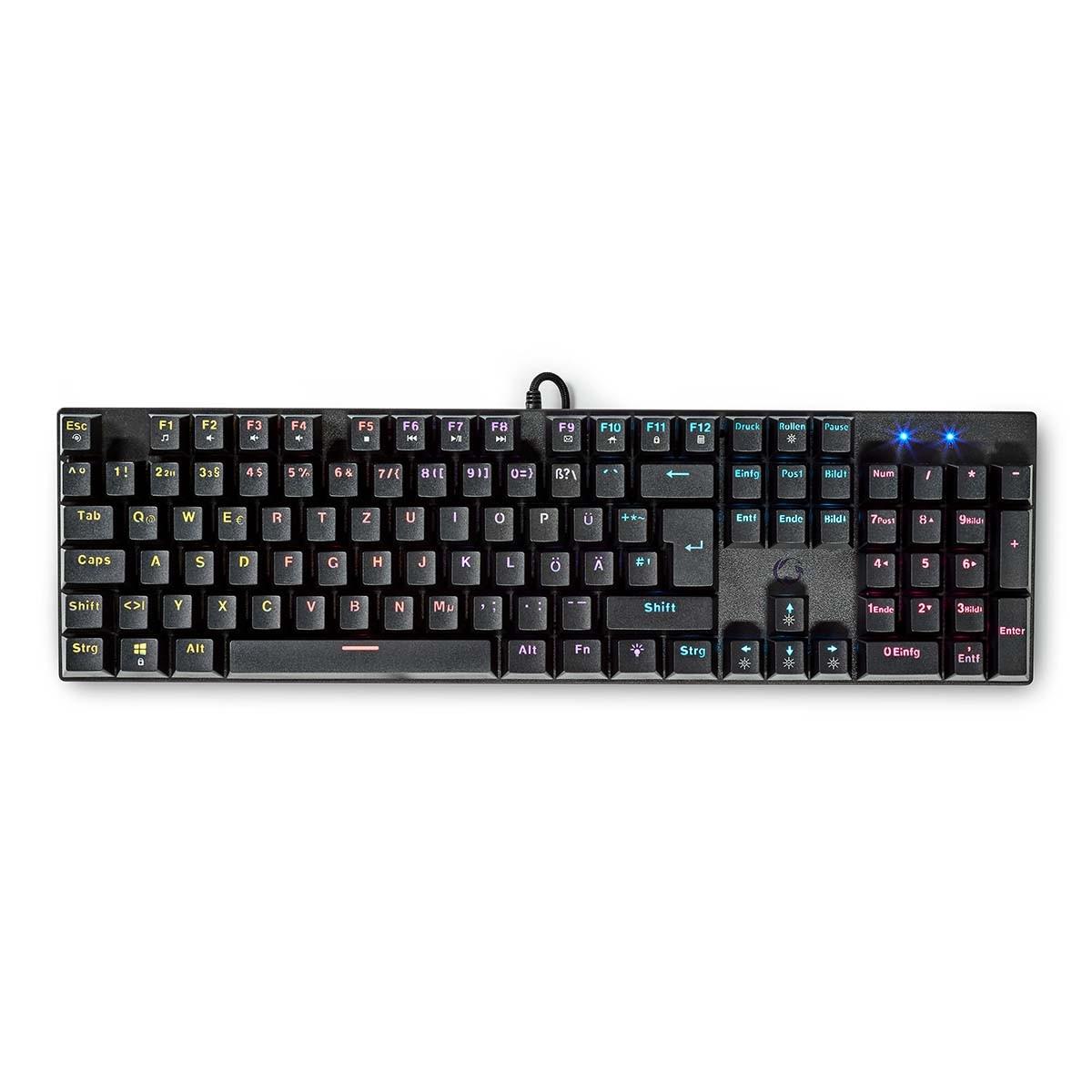 Kabelgebundene Gaming-Tastatur | USB Typ-A | Mechanische Tasten | LED | Deutsch | DE Layout | USB-Stromversorgung | Stromkabellänge: 1,50 m | Gaming von Nedis