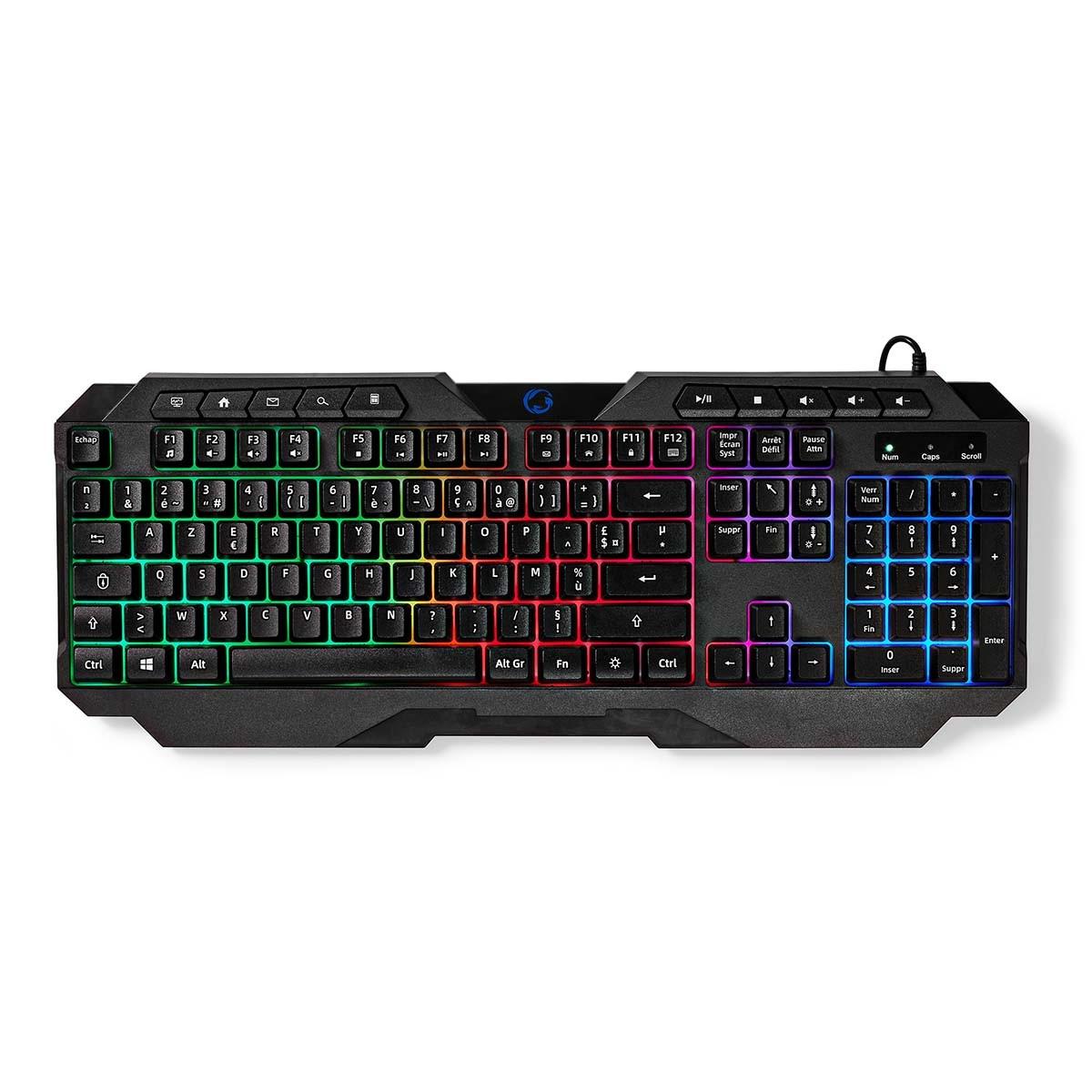 Kabelgebundene Gaming-Tastatur | USB Typ-A | Membrantasten | LED | AZERTY | FR Layout | USB-Stromversorgung | Länge des Stromkabels: 1,30 m | Multimedia von Nedis