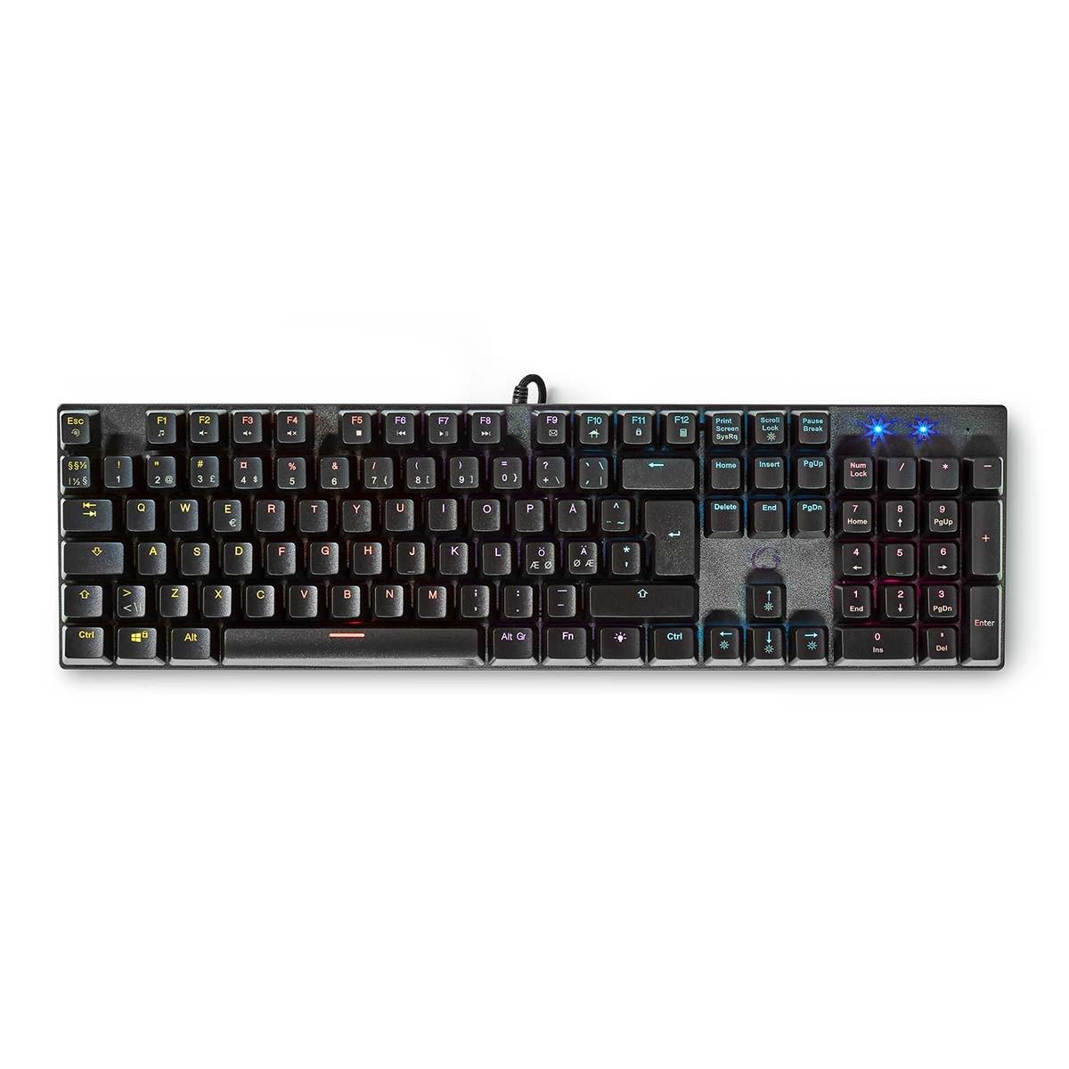 Verkabelte Gaming-Tastatur | USB Typ-A | Mechanische Tasten | LED | QWERTY | ND-Layout | USB-Stromversorgung | Länge des Stromkabels: 1,50 m | Gaming von Nedis