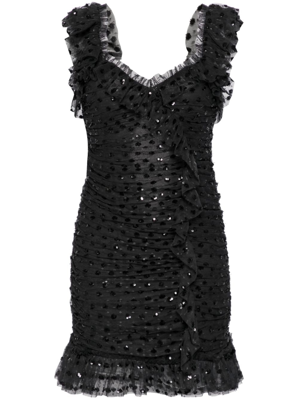 Needle & Thread Dotty ruched minidress - Black von Needle & Thread