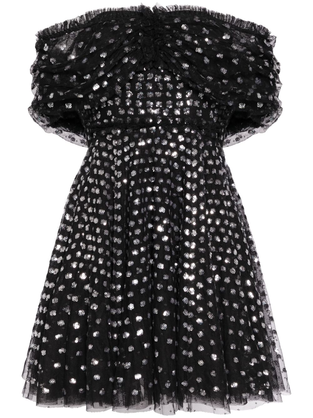 Needle & Thread Grace Gloss off-shoulder minidress - Black von Needle & Thread