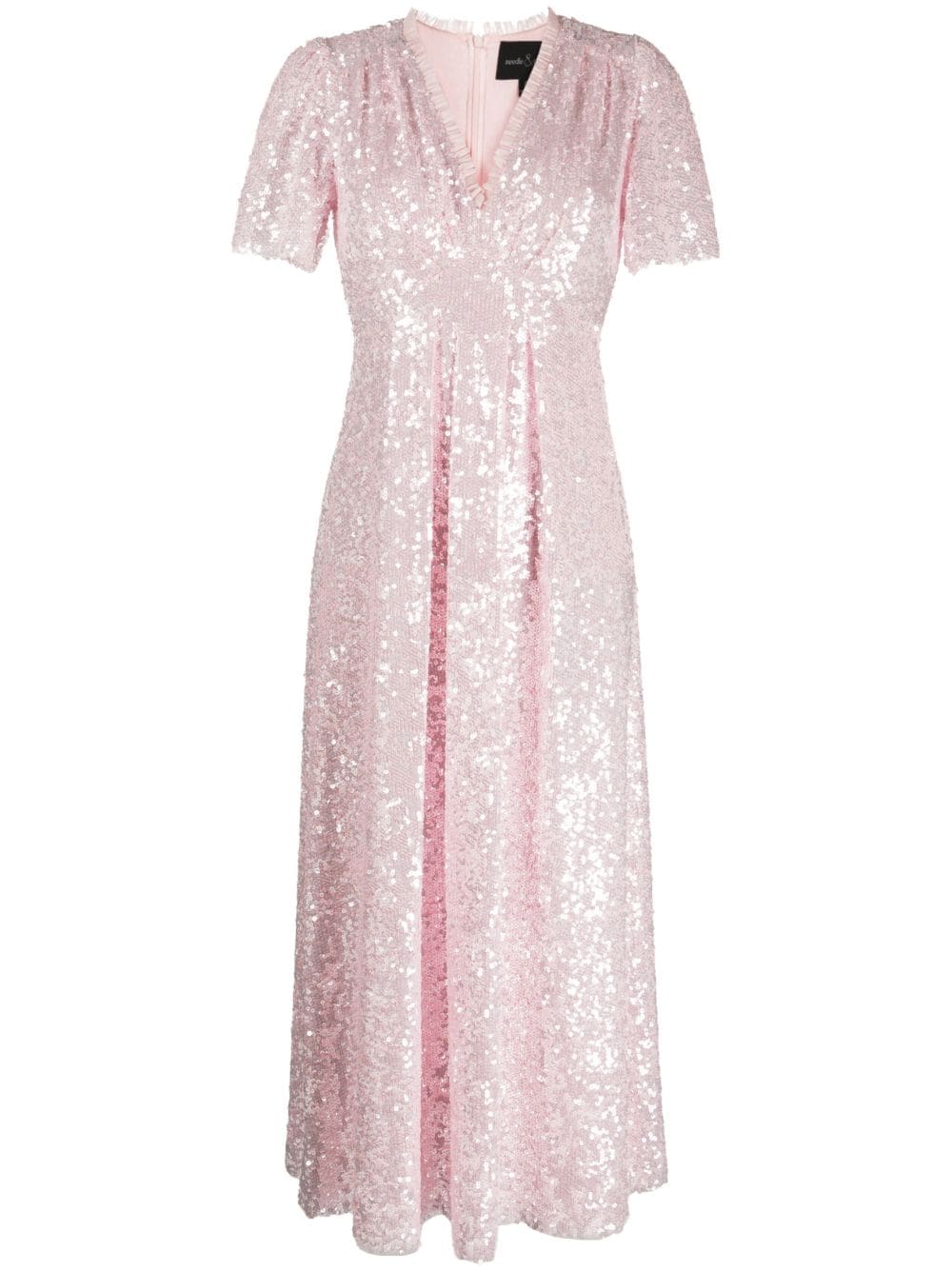 Needle & Thread Mila sequin-embellished V-neck midi dress - Pink von Needle & Thread