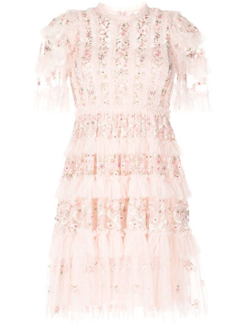 Needle & Thread floral-embroidery tiered ruffle dress - Pink von Needle & Thread