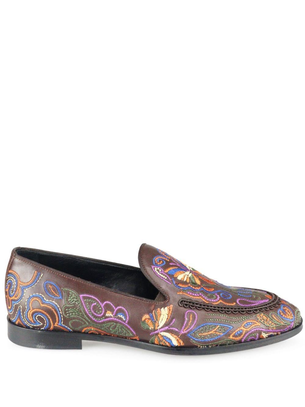 Needles Papillon embroidered leather loafers - Brown von Needles