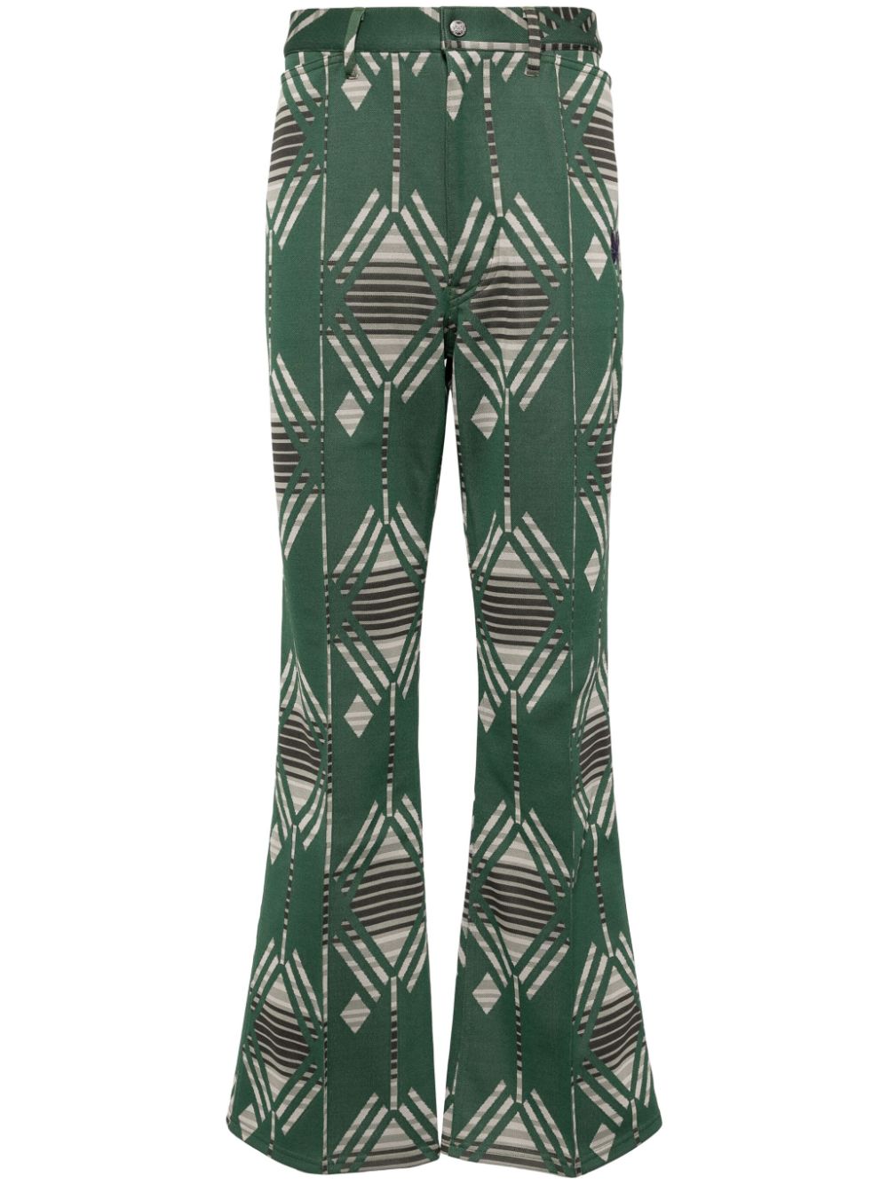 Needles geometric-print flared trousers - Green von Needles