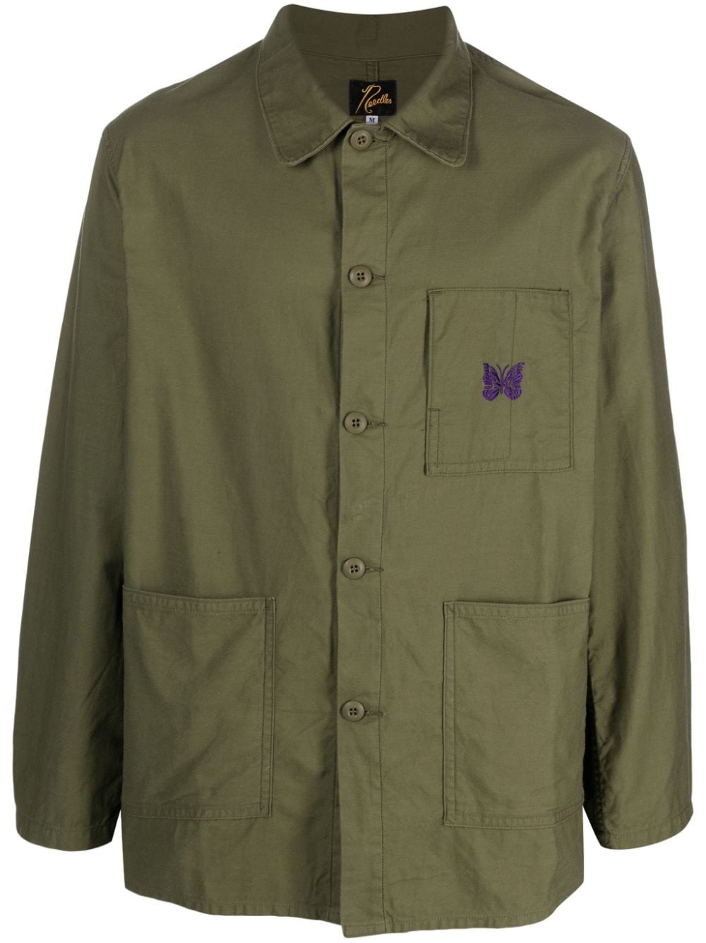 Needles logo-embroidered cotton shirt - Green von Needles