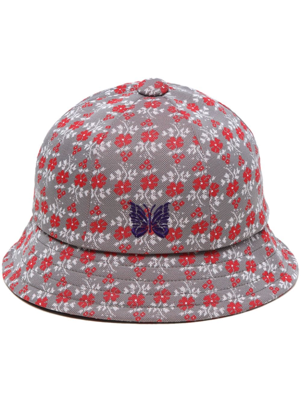 Needles logo-embroidered flower-print bucket hat - Grey von Needles