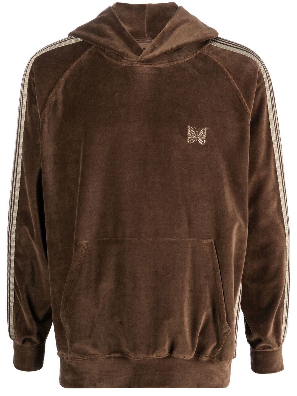 Needles logo-embroidered velour hoodie - Brown von Needles