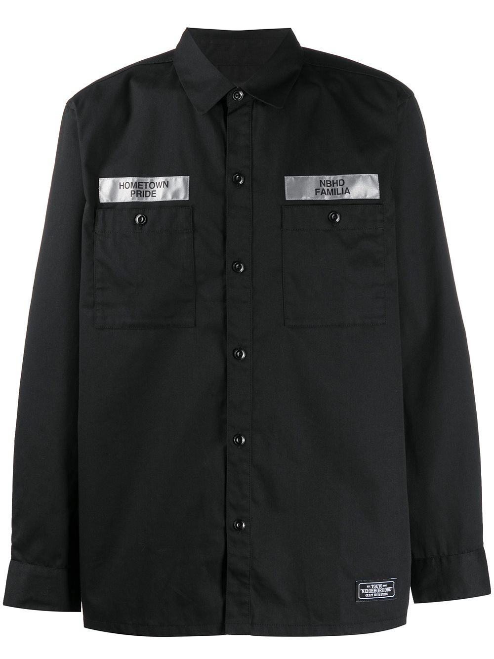 Neighborhood Young Savage print logo patch shirt - Black von Neighborhood