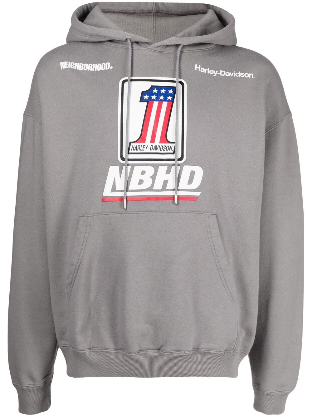 Neighborhood x Harley Davidson logo-print hoodie - Grey von Neighborhood