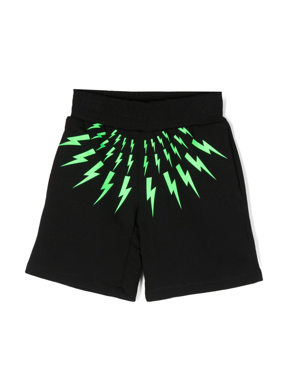 Neil Barrett Kids Thunderbolt-print track shorts - Black von Neil Barrett Kids