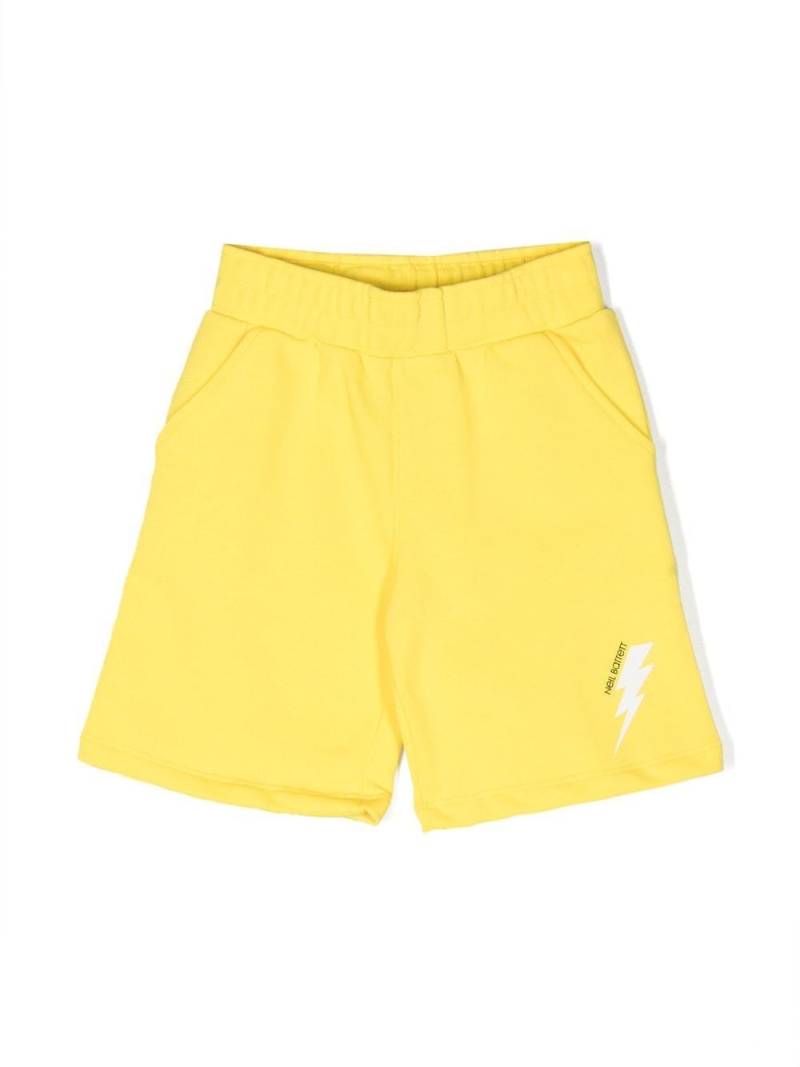 Neil Barrett Kids lightening-logo shorts - Yellow von Neil Barrett Kids