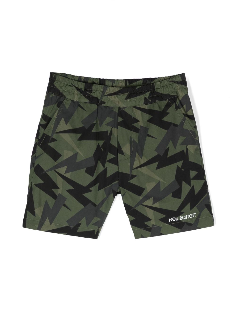 Neil Barrett Kids lightning bolt-print cotton shorts - Green von Neil Barrett Kids