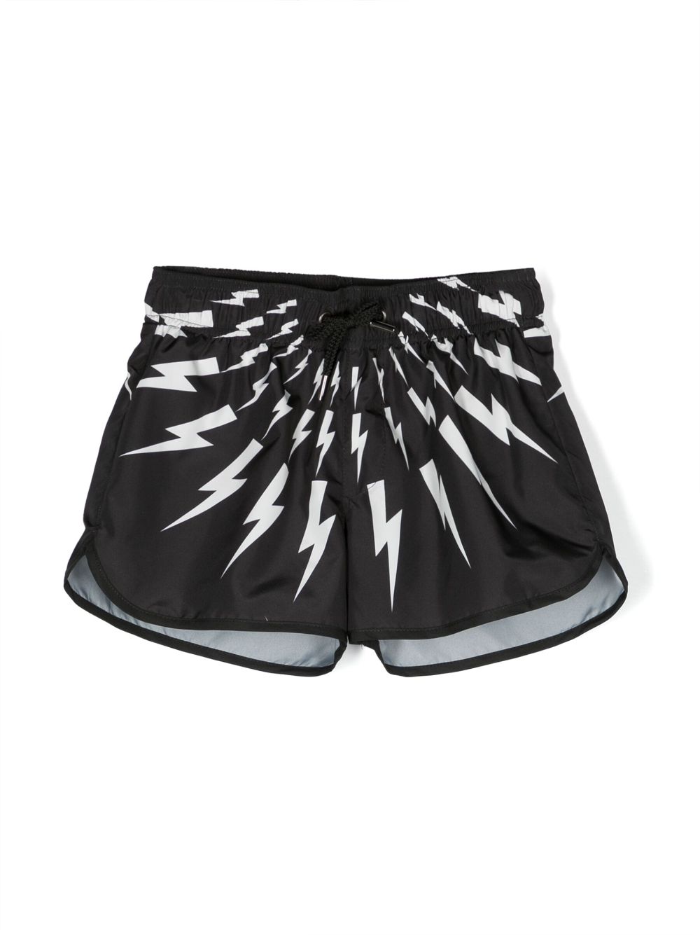 Neil Barrett Kids lightning bolt-print swim shorts - Black von Neil Barrett Kids