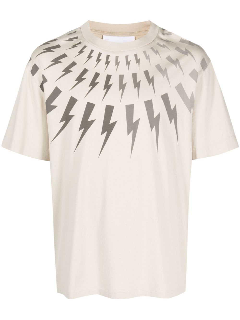 Neil Barrett Thunderbolt-print cotton T-shirt - Neutrals